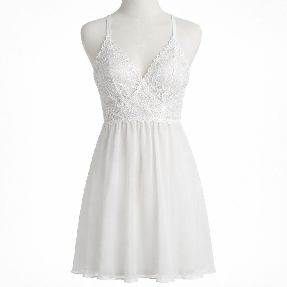 Jezebel Lace Fairy Babydoll Nightgown Size XL White Lingerie Chemise Racerback